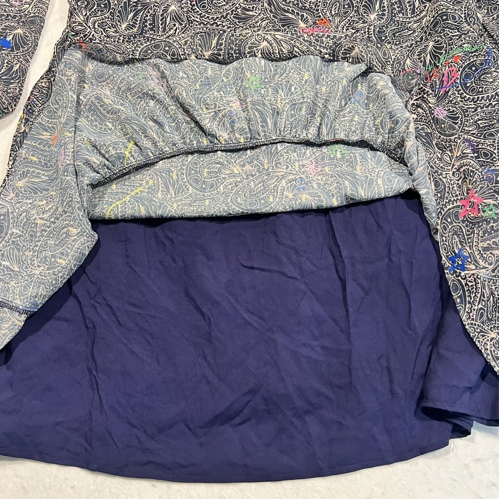 Vilagallo Dress Blue Paisley Art Lightweight Sheer Sleeves‎ Lined Pockets 14/46 - Picture 8 of 13